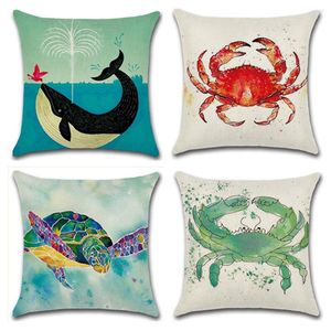 Cuscino Marine Ecology Whale Cover Federa Red Green Crab Sofa Quilt