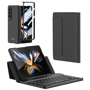 Bluetooth Wireless Keyboard Holster Cases For Samsung Galaxy Z Fold 4 3 Magnetic Folding Leather Hard Keyboards Stand Cover
