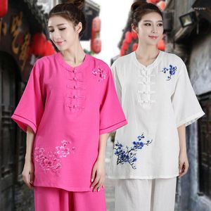 Ethnic Clothing Wushu Women Men Embroidery Martial Arts Uniform Summer Traditional Chinese Tai Chi Exercise