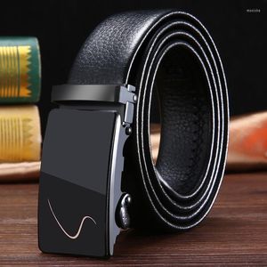 Cinture Cintura da uomo di lusso con fibbia automatica in vera pelle nera per uomo cinturino maschile di design 3,4 mm