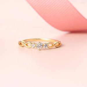 Ringos de cluster Zhouyang Dainty Ring for Women Mini Zircão Jewellry Gold Color Wedding Bride Gift Fashion Jewelry Wholesale R237