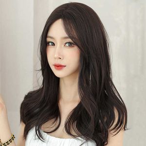 Hair Lace Wigs Wig Female Sed Bangs Hand Woven Front Lace Korean Natural Long Curly Hair Simulated Split Head Cover