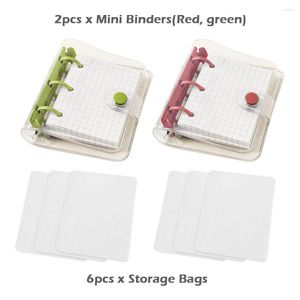 8pcs/set Loose Leaf Portable Clear Diary Personal Planner Mini Binder 3 Ring Universal Notebook With Inner Paper Office School