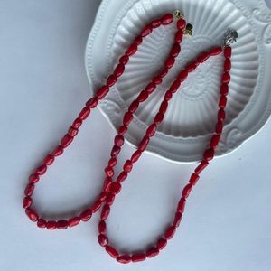 Choker Irregal Natural Red Coral Bead Halsband Artificial Loose P￤rled f￶r Jewerly Party Gift 6x12mm-7x13mm