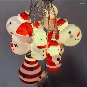 Strängar LED-lampor Juldekorationsträd Ornamentplast Santa Claus Snowman för hemfest Garland X-Mas String