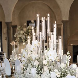 can not use real candle decoration 8 Arm Crystal Cluster Round Taper Candelabra Candle Holder For Votive Pillar Or LED Candles With clear acrylic Base imake521