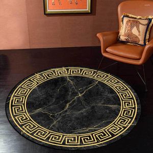 Teppiche Luxus schwarz gelb weiß geometrisch vintage Muster runde Teppiche für Schlafzimmer Boden Matte Nordic Home Decor Wohnzimmer Teppich groß