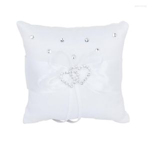 Bolsas de jóias White Double Double Heart Ring Ring Pillow Wedding Bearer Cushion 10 10cm