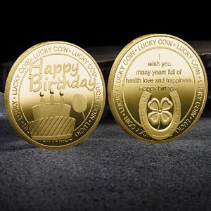 Buon compleanno Moneta fortunata Regalo creativo Collezione di souvenir placcati in oro da collezione Moneta commemorativa