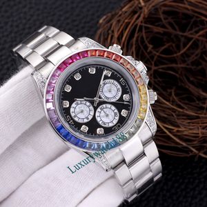 Designer Watch Mens Moissanite Wristwatch Business Rainbow Size 41mm gummi rostfritt stål Strap mode högkvalitativa klockor för män