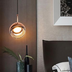 Pendelleuchten Moderne minimalistische Esszimmer Schlafzimmer Kronleuchter kreative Persönlichkeit Single Head Crystal Ball Bar Glas