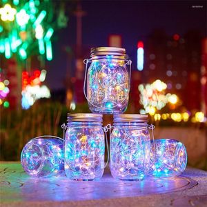 Saiten 20 LEDs Lichterkette Solar für Einmachglas-Deckeleinsatz Farbwechsel Gartendekoration Weihnachtsbeleuchtung Hochzeit im Freien