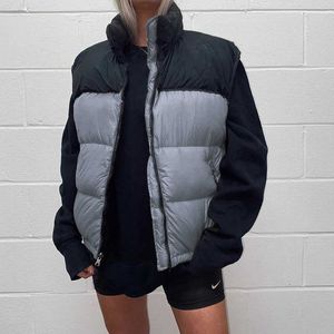 Kadın Ceketler Kuper Yelek Kabarcık Ceket Moda Kalın Sıcak Ceket 2022 Kadınlar Kış Y2K Sokak Giyim Giysileri Mahsul Zip Yukarı Üstler Puf Bombacı Ceket T221105