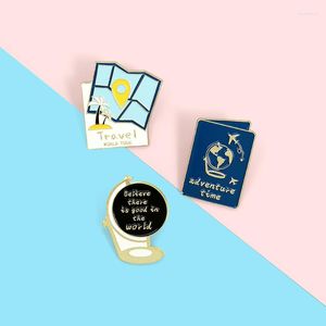 Brooches Travel Strategy Map Globe Enamel Lapel Pins Tourism Cartoon Badges Fashion Gifts For Friends Wholesale Jewelry