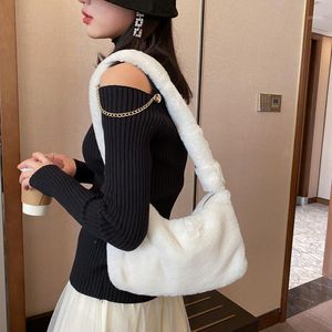 Shoulder Bags Simple Design Women Soft Plush HBP Hobos Winter Furry Ladies Clutch Purse Handbag Fashion Female Underarm Bag