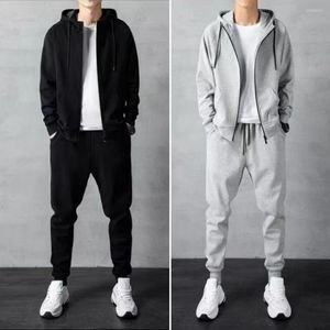 Spor Salonu Kıyafet Kış Trailsuit Pullover Erkekler İki Parça Seti Sıcak Genç Yumuşak Kapşonlu Kalın