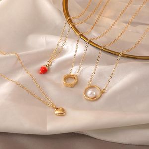 Choker KSRA Vintage Korean Geometric Heart Necklace For Women Women Simple Strawberry Chain Jewelry 2022