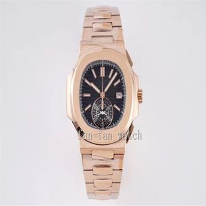 Высококачественные часы 40,5 мм Nautilus 5980/1R-001 5980R 18K ROSE Gold Sapphire Glass Asia Прозрачная механическая автоматическая мужская часы мужские наручные часы-1