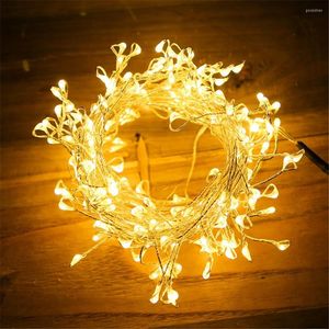 Strängar 100/200/300 LED Copper Wire Firecracker String Lights Plug In Firecrackers Cluster Garland för Halloween Party Christmas