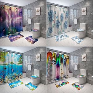 seat covers for restrooms Modern Animal Print Home Decor Bathroom Cover Sets Waterproof Shower Curtain Mats Carpet Rugs Suits