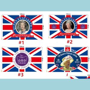 Banner Flags Queen Elizabeth Ii Platinums Jubilee Flag 90X150Cm 2022 Union Jack Flags The Queens 70th Anniversary British Souvenir D Dh2Z4