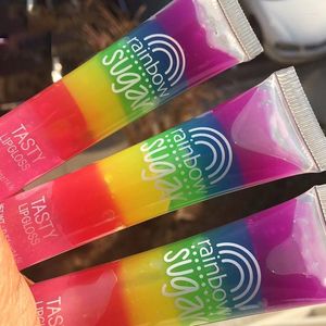 L ppglans Rainbow Sugar Tasty Transparent doftad klar frukt flytande l ppstift fuktgivande plumperolja