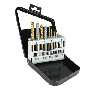 10pcs Metal Steel Left Handed Drill Bits Set Screw Extractor Power Tool with Case330y