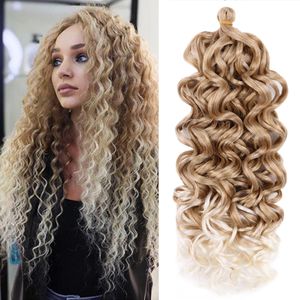 Extensões de cabelo de traidores de ondas oceânicas Bata de crochê cabelos sintéticos Afro Curl Hawaii ombre Braid Blonde Curly Blonde