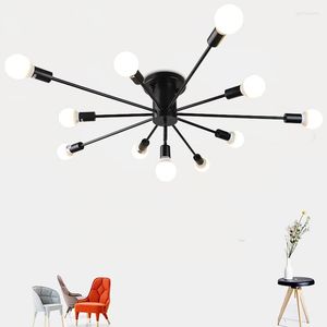 Lampadari Lampadario a stella in metallo Apparecchio di illuminazione Retro Spider Lampada da soffitto con montaggio semi-incasso Modern Sputnik Home Lights