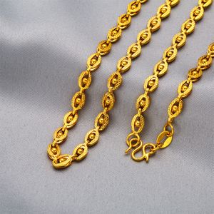 Women's Eyelet Necklace Collarbone Fine Chain 18k Yellow Gold Filled Simple Style Pretty Jewelry Gift