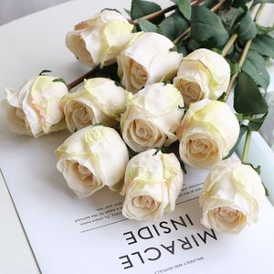 Home Decorative Flowers Single stem artificial flowers real touch rose with burnt edge