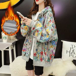 Women's Jackets Hooded Hoodie Jacket Casual Flower Print Hoodie with Zipper Women's Sweatshirt 2022 Fall Winter T221105