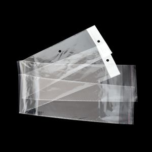 10 5 62cm OPPクリアポリヘアピースパッケージポーチバッグ長い透明なプラスチック自己接着ヘアウィッグパッケージバッグハングホール100PC229G
