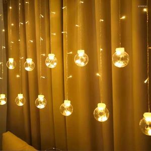 Strings Christmas Balls Moon Star Curtain Lights Fairy Garland Decorations For Home Outdoor Wedding Party Room Window Decor