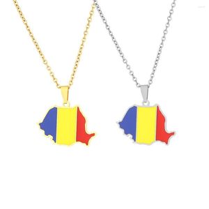 Pendant Necklaces Fashion Romania Map Flag Silver Color/Gold Color Romanian Necklace For Women Men Jewelry Ethnic Gifts