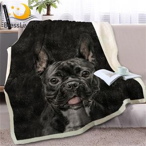 BlessLiving Franse bulldog sherpa deken op bed dierenhond gooi deken voor volwassen bruine grijs beddengoed mantas para cama 150x200 2011063069