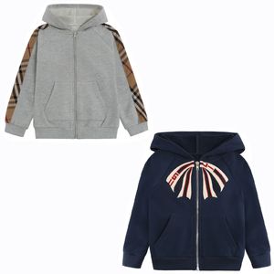 Barn designe tröjor babykläder outkläder hoodies pojkar flickor pläd brittisk bomull varm höst och vinter blixtlås barnrock