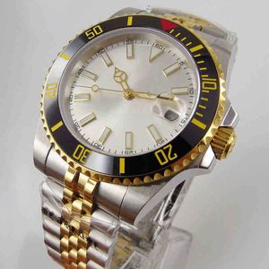 Titta på Silver 40mm Mechanical Wristwatch Men Sapphire Glass Date Jubilee Band Rotating Ceramic Bezel