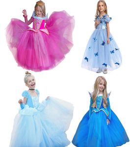 Girl Princess Dress Up kostuum Aurora Assepoester Belle Rapunzel Jasmine Sleeping Beauty Dresses Child Kids Party Halloween Fancy J854610
