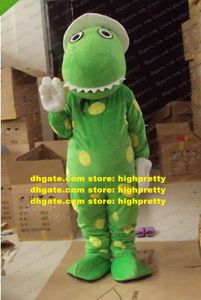 Dinossauro verde inteligente Dorothy Mascot Costume Mascotte Phytodinosauria dino com mancha amarela verde adulto no.981 navio grátis