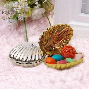 Presentf￶rpackning 12st Gold Seashell Favor Boxes Wedding Party Candy Engagement Reception Id￩er Ceremoni gynnar leveranser