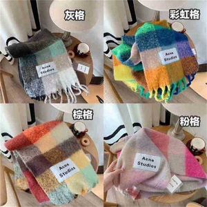 Designer Acne Scarf Rainbow Plaid Carf Four Color Mix and Match Eential Young Girl WL WM