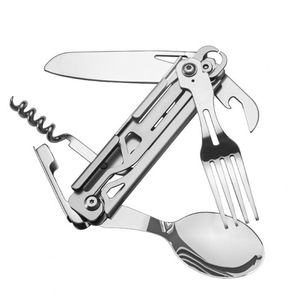 Outdoor Dinnerware Folding Cutlery Knife Survival Tool Pocket Knife Multifunctional Scissors Cutting Saw Wine Opener