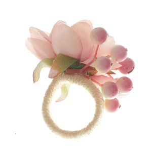 Huwelijksfeest decoratie servet ringen buck houder hand geweven roze perzik bloem valentijnsdag bruiloft tafel decoraties huis banket diner