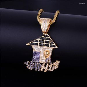 Colares pendentes Hip Hop Iced Out Bling Cubic Zirconia O Bando Trap House Pingents for Men Rapper Jewelry Grop