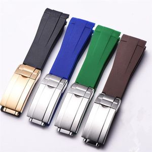 20mm Rubber Watchbands Strap For Rolex Submarine GMT Silicone Oysterflex Band364q