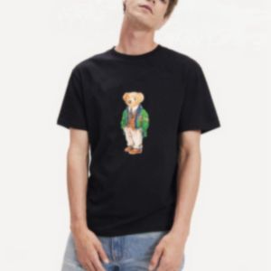 新しい2024 100％コットンデザイナーデラックスの男性と女性ポロスシャツTシャツカジュアルルーズアメリカンベアパターン