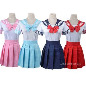 2021 Nya anime cosplay -kostymer Venus Sailor passar japansk jk tsukino usagi skolflicka uniformer kläder cos topp uniform kjol j220720