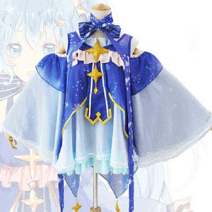 スノーミクアニメコスプレフルスーツボーカロイドウィッグコスチュームスターとスノープリンセスドレスコス女性ロールプレイパフォーマンスパーティーJ220720