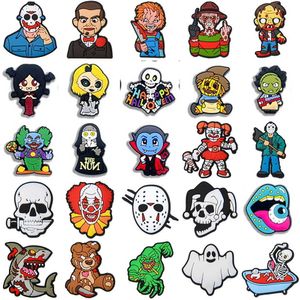 1 pz film horror coccodrilli personaggi horror in PVC decorazioni per scarpe per zoccoli accessori regali per feste di Halloween per adulti